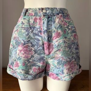 Vintage Floral High Waist Women's Shorts